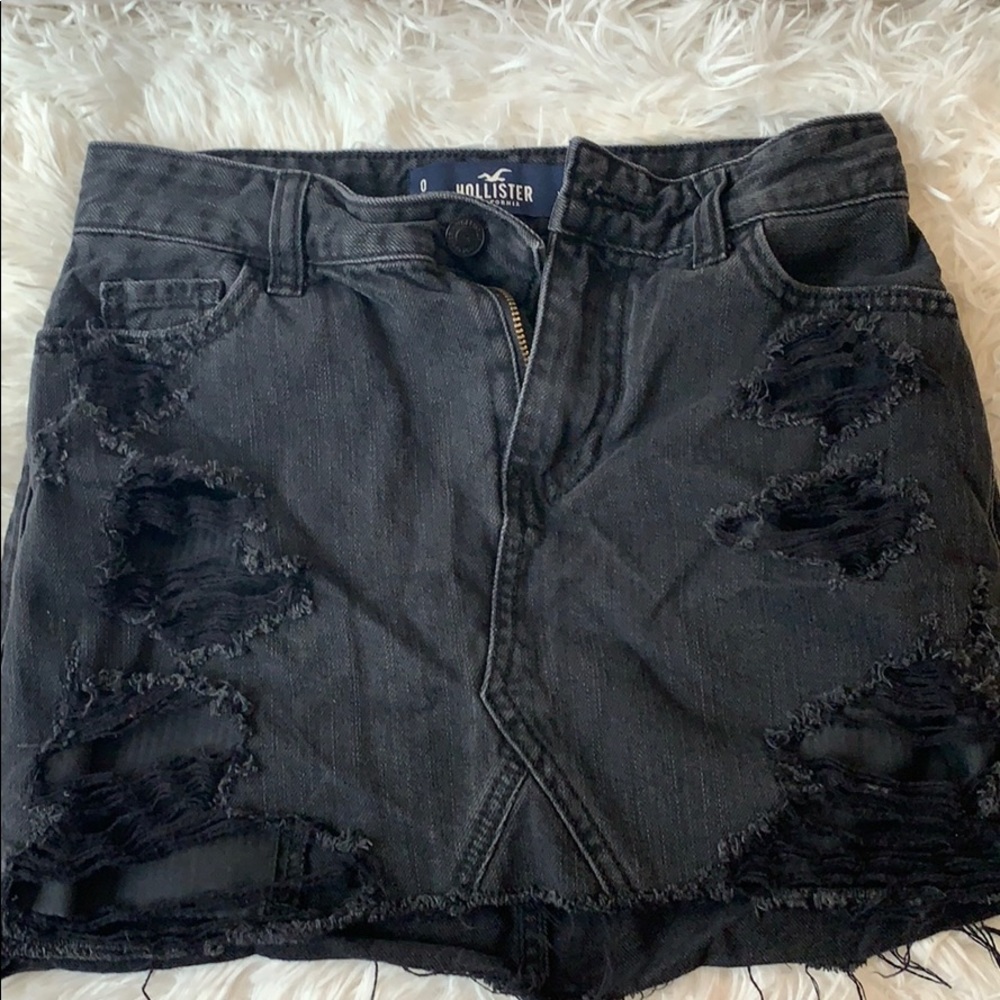 hollister black jean skirt